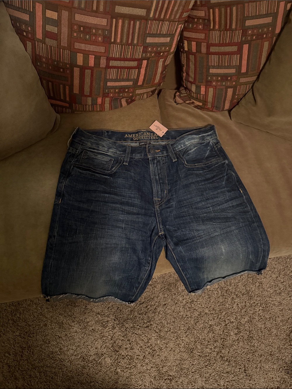 American Eagle Outfitters Men’s Dark Indigo Denim Cutoff Shorts